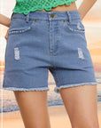 La Miel Casual Washed Denim Shorts with Pockets