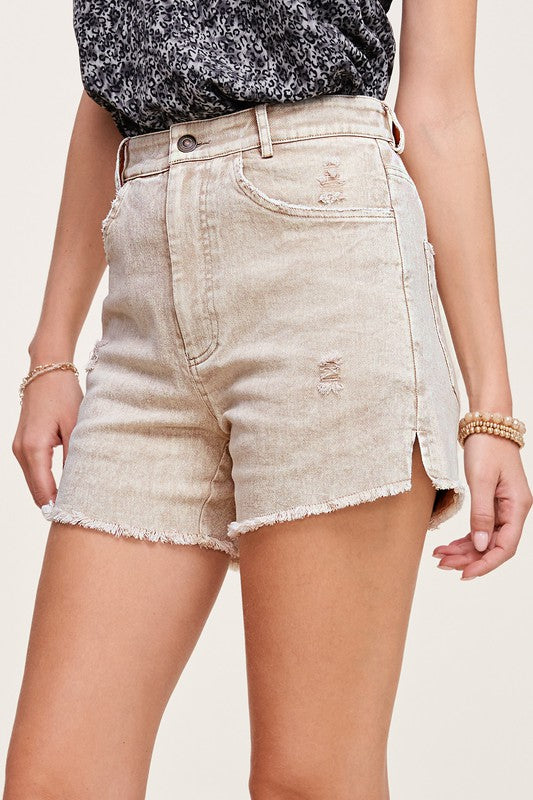 La Miel Casual Washed Denim Shorts with Pockets