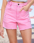 La Miel Casual Washed Denim Shorts with Pockets