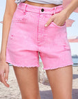 La Miel Casual Washed Denim Shorts with Pockets