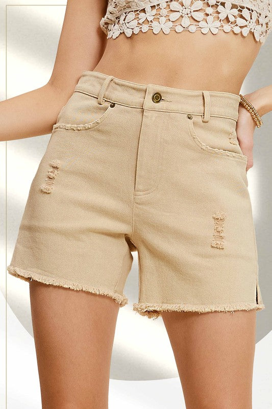 La Miel Casual Washed Denim Shorts with Pockets