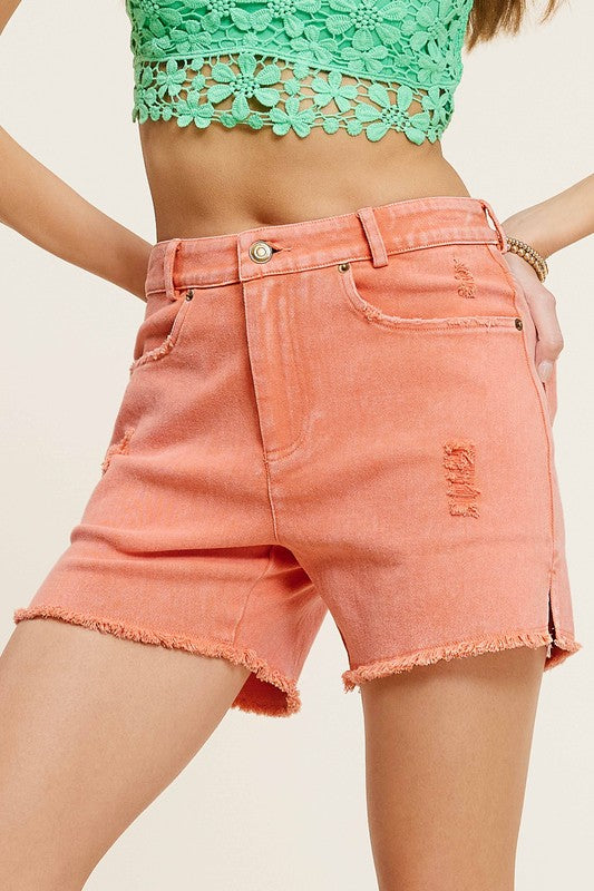 La Miel Casual Washed Denim Shorts with Pockets