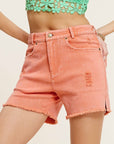 La Miel Casual Washed Denim Shorts with Pockets