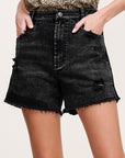 La Miel Casual Washed Denim Shorts with Pockets