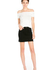 O2 Denim Vintage Mini Skirt Light Wash & Black