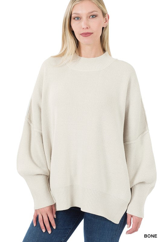 Zenana Side Slit Oversized Sweater - Online Only