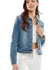 Spandex  Ladies  Casual Denim Jacket - Online Only