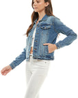 Spandex  Ladies  Casual Denim Jacket - Online Only