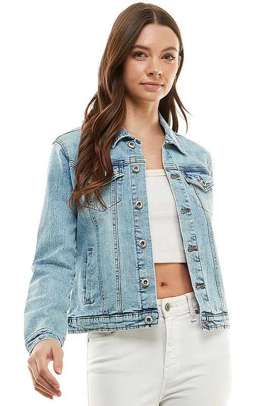 Spandex  Ladies  Casual Denim Jacket - Online Only