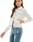 Spandex  Ladies  Casual Denim Jacket - Online Only