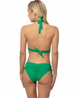 Solid Halter Bikini Set with Ruching Side Bottom