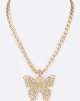 Crystal Butterfly Statement Necklace Set