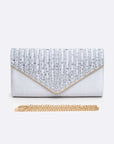 Crystal Pave Pleated Satin Clutch Bag