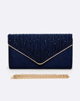 Crystal Pave Pleated Satin Clutch Bag