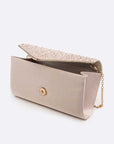 Crystal Pave Pleated Satin Clutch Bag