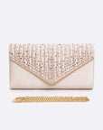 Crystal Pave Pleated Satin Clutch Bag