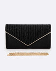 Crystal Pave Pleated Satin Clutch Bag