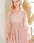 Floral Wrap Tiered Dress — Puff Sleeve Prairie Mini Dress