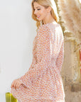 Floral Wrap Tiered Dress — Puff Sleeve Prairie Mini Dress