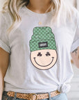 Lucky Clover Smiley with Beanie Graphic Tee