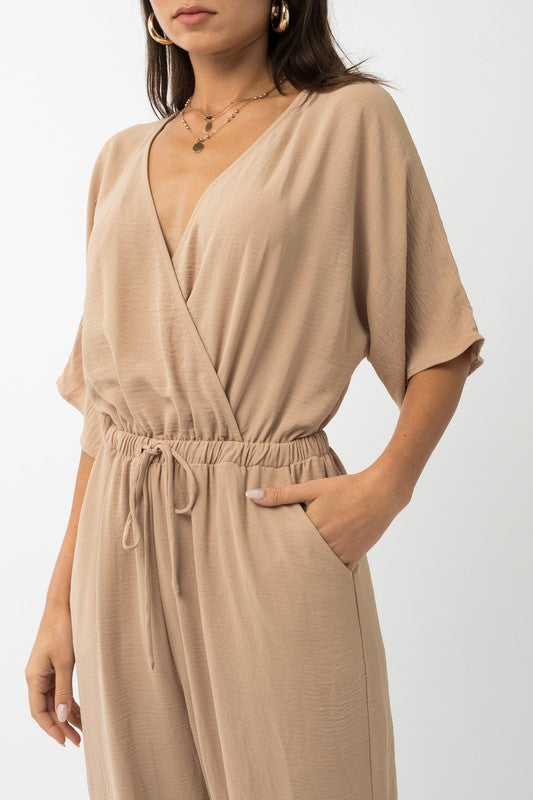 Dolman Sleeve Surplice Jumpsuit - Online Only