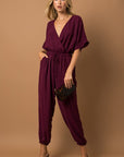 Dolman Sleeve Surplice Jumpsuit - Online Only