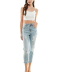 Blue Age Destructed Cuffed Boyfriend Jean