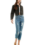 Blue Age Destructed Cuffed Boyfriend Jean