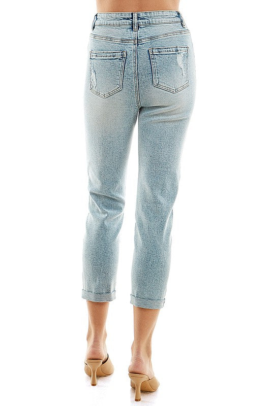 Blue Age Destructed Cuffed Boyfriend Jean