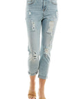 Blue Age Destructed Cuffed Boyfriend Jean