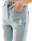 Blue Age Destructed Cuffed Boyfriend Jean