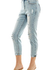 Blue Age Destructed Cuffed Boyfriend Jean