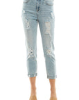 Blue Age Destructed Cuffed Boyfriend Jean