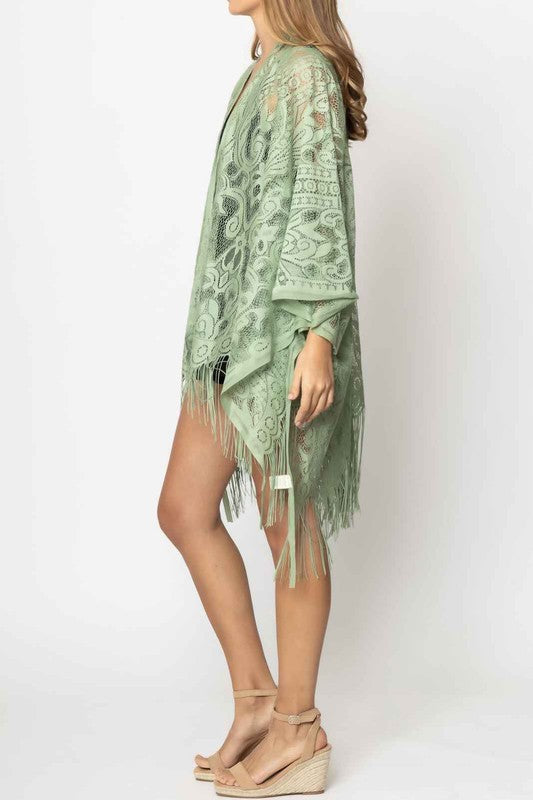 Elegant Lace Fringed Kimono