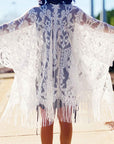 Elegant Lace Fringed Kimono