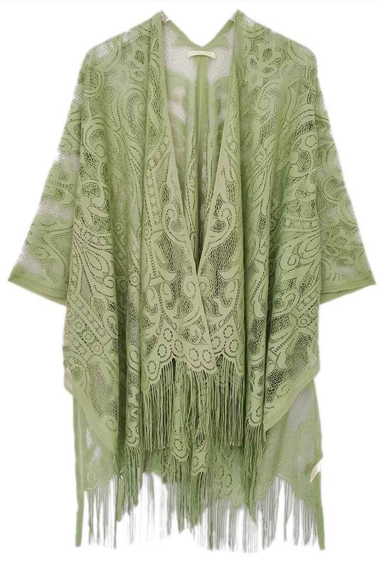 Elegant Lace Fringed Kimono