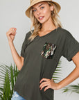 e Luna PLUS Camouflage Sequence Pocket Top