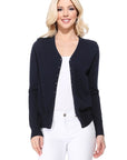 MAK Women's V-Neck Button Down Knit Cardigan Sweater