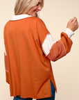 Haptics Color Block Exposed Seam Long Sleeve Top