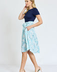 Short Sleeve Floral Sash Midi Dress