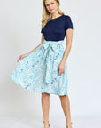 Short Sleeve Floral Sash Midi Dress