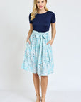 Short Sleeve Floral Sash Midi Dress