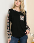 Camouflage Contrast Knit Top