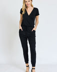 V-Neck Short Sleeve Jogger Jumpsuit