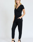 V-Neck Short Sleeve Jogger Jumpsuit