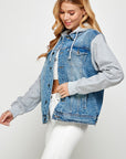 Blue Age Women's Denim Jacket with Fleece Hoodies