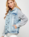 Blue Age Women's Denim Jacket with Fleece Hoodies