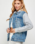 Blue Age Women's Denim Jacket with Fleece Hoodies