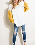 e Luna Color Block Volume Puff Sleeve Top