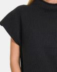 Zenana Short Sleeve Mock Neck Sweater